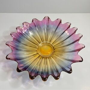 Vintage Federal Glass Bowl Celestial Gem Tone Iridescent Marigold MCM Dinnerwear